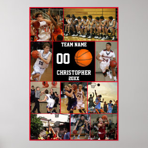 Basketball Foto Collage Team Ende Saison Achtung Poster