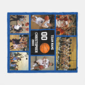 Basketball Foto Collage tiefblau Fleecedecke (Vorderseite (Horizontal))