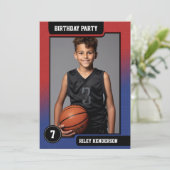 Basketball Foto-Karten Boys Geburtstagsparty Einladung (Stehend Vorderseite)
