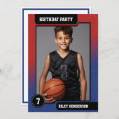 Basketball Foto-Karten Boys Geburtstagsparty Einladung (Vorne/Hinten)