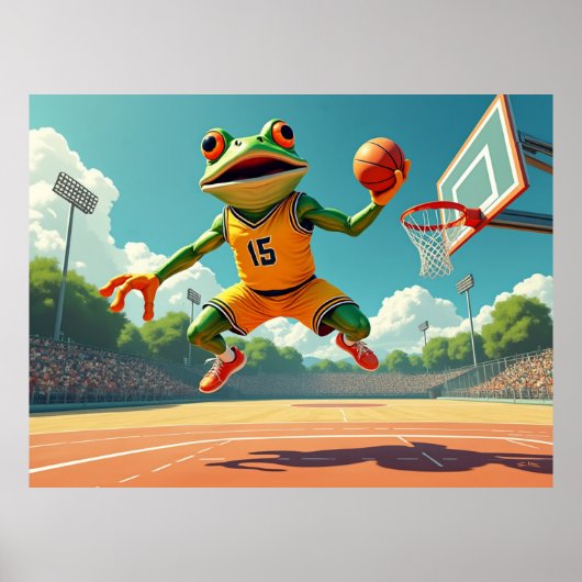 Basketball Frog mattes Werteposter Poster (Vorne)
