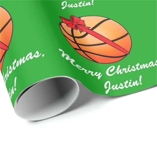 Basketball-frohe Weihnacht-Name kundengerecht Geschenkpapier (Rolleneckpunkt)