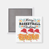 Basketball Frohe Weihnachten an Spieler mit Ball Magnet (Vorderseite/Rückseite)