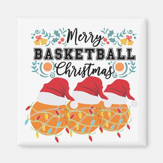 Basketball Frohe Weihnachten an Spieler mit Ball Magnet (Vorne)