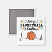 Basketball Frohe Weihnachten mit Ball Magnet (Vorderseite/Rückseite)