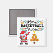 Basketball Frohe Weihnachten mit dem Weihnachtsman Magnet (Vorderseite/Rückseite)