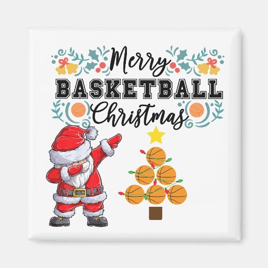 Basketball Frohe Weihnachten mit dem Weihnachtsman Magnet (Vorne)