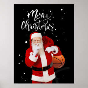 Basketball Frohe Weihnachten mit dem Weihnachtsman Poster