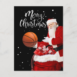 Basketball Frohe Weihnachten mit dem Weihnachtsman Postkarte