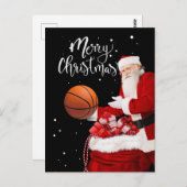 Basketball Frohe Weihnachten mit dem Weihnachtsman Postkarte (Vorne/Hinten)