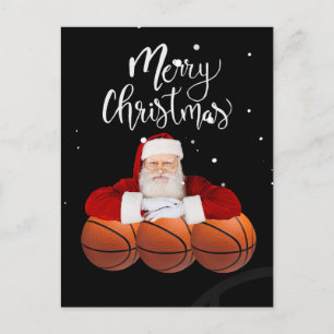 Basketball Frohe Weihnachten mit dem Weihnachtsman Postkarte
