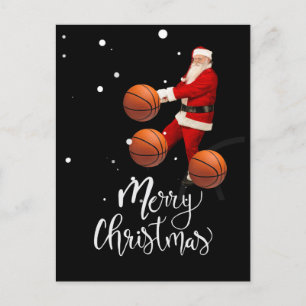 Basketball Frohe Weihnachten mit dem Weihnachtsman Postkarte