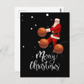 Basketball Frohe Weihnachten mit dem Weihnachtsman Postkarte (Vorne/Hinten)