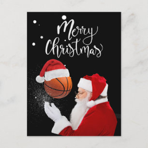 Basketball Frohe Weihnachten mit dem Weihnachtsman Postkarte