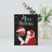 Basketball Frohe Weihnachten mit dem Weihnachtsman Postkarte (Stehend Vorderseite)