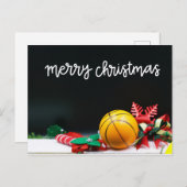 Basketball Frohe Weihnachten Rote Schneeflocke auf Postkarte (Vorne/Hinten)