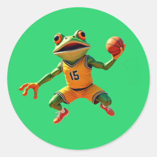 Basketball Frosch große runde grüne Aufkleber