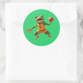 Basketball Frosch große runde grüne Aufkleber (Tasche)