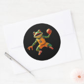 Basketball Frosch große runde schwarze Aufkleber (Umschlag)