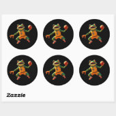 Basketball Frosch große runde schwarze Aufkleber (Blatt)