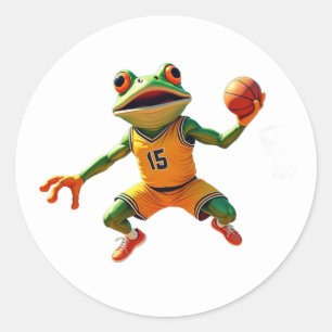 Basketball Frosch große runde weiße Aufkleber