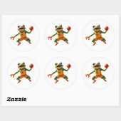 Basketball Frosch große runde weiße Aufkleber (Blatt)