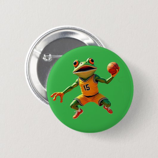 Basketball Frosch grüne Taste Button (Vorne & Hinten)