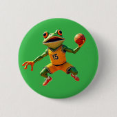 Basketball Frosch grüner Knopf Button (Vorderseite)