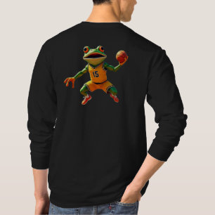 Basketball Frosch Männer schwarz lange Ärmel T - S T-Shirt
