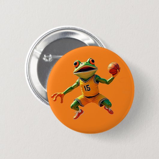 Basketball Frosch orange Knopf Button (Vorne & Hinten)