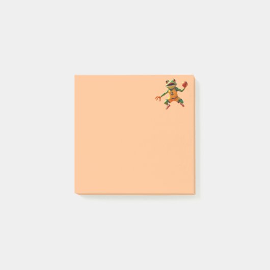 Basketball Frosch orange Notenpolster Post-it Klebezettel (Vorderseite)