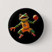Basketball Frosch schwarzer Knopf Button (Vorderseite)