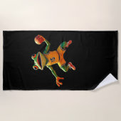 Basketball Frosch schwarzes Strandtuch (Vorderseite)