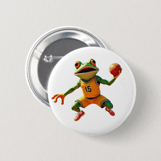 Basketball Frosch weiße Taste Button (Vorne & Hinten)