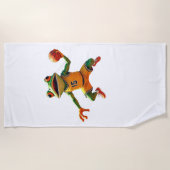 Basketball Frosch weißes Strandtuch (Vorderseite)