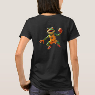 Basketball Froschfrauen Schwarzer T - Shirt zurück
