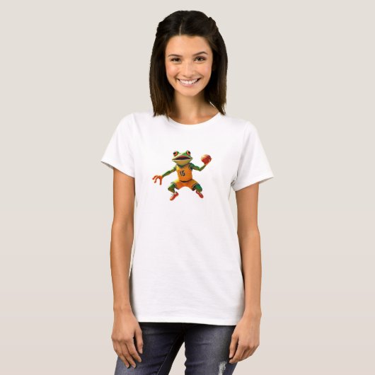 Basketball Froschfrauen Weißer T - Shirt (Vorne ganz)