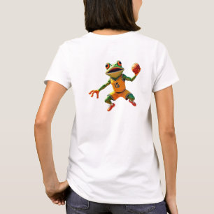 Basketball Froschfrauen Weißer T - Shirt zurück