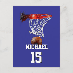 Basketball Fügen Sie Ihren Namen und Ihre Nummer P Feiertagspostkarte