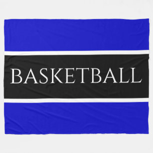 BASKETBALL Fun Athletic Blue Schwarz-weiße Streife Fleecedecke