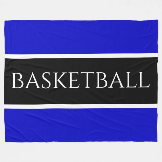 BASKETBALL Fun Athletic Blue Schwarz-weiße Streife Fleecedecke (Vorderseite (Horizontal))
