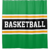 BASKETBALL Fun Green Black Yellow Racing Streifen Duschvorhang (Vorderseite)