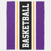 BASKETBALL Fun Royal Lila Black Yellow Streifen Fleecedecke (Vorderseite)