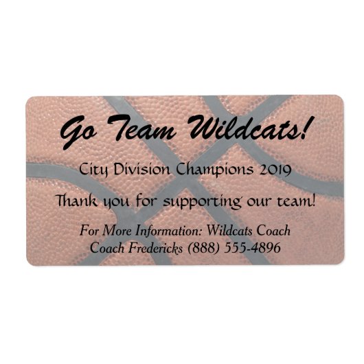 Basketball Fundraiser Flaschenetiketten (Vorne)