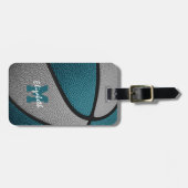 Basketball für aquamarine mit Monogramm Sportgesch Gepäckanhänger (Vorderseite horizontal)
