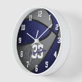 Basketball für blaugraue Jungs personalisiert Uhr (Winkel)