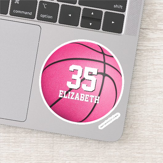 Basketball für hellrosa Mädels personalisiert die Aufkleber (Detail)