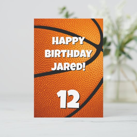 Basketball für Jungen Geburtstag Karte (Stehend Vorderseite)