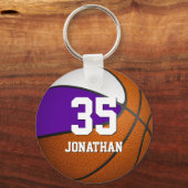 Basketball für Jungen lila, weiße Mannschaftsfarbe Schlüsselanhänger (Rückseite)