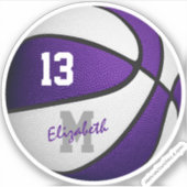 Basketball für lila Weißschule Aufkleber (Vorderseite)